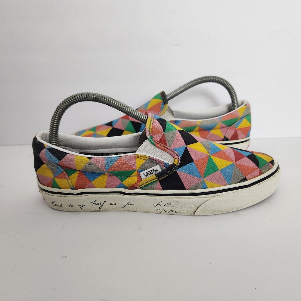 VANS Classic Slip-On MoMA Faith Ringgold Women’s 9 Men 7.5 Geometric Loafers